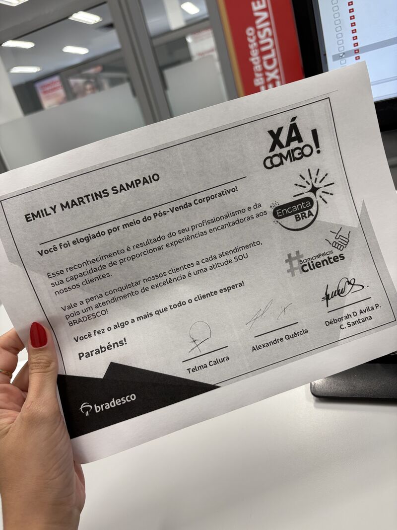 Certificado de reconhecimento de membro da equipe